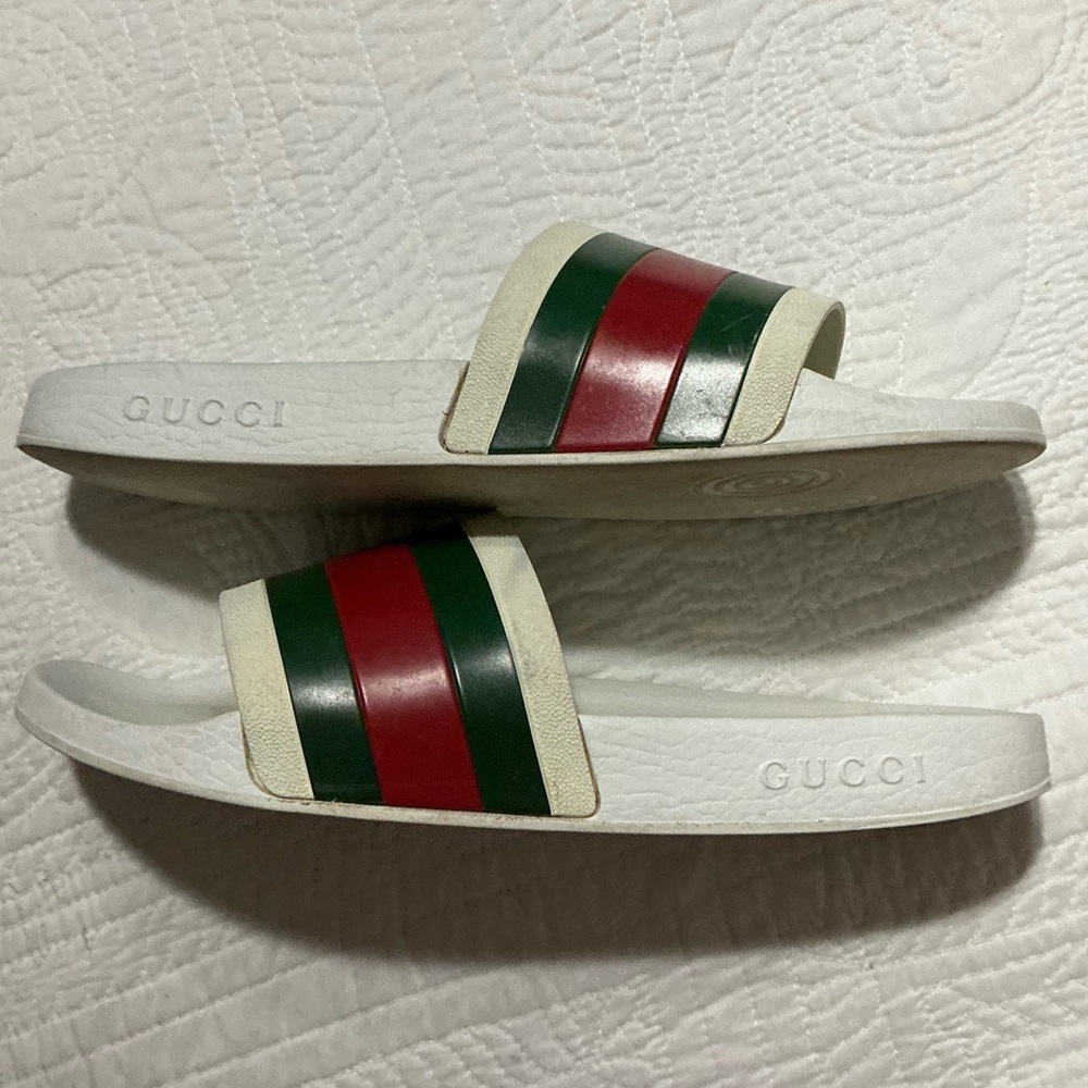Gucci men’s web rubber slide sandal size 9 - Picture 6 of 15